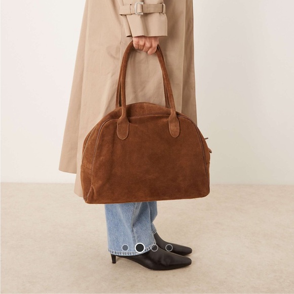 ASOS Handbags - ASOS brown suede bowler tote bag
